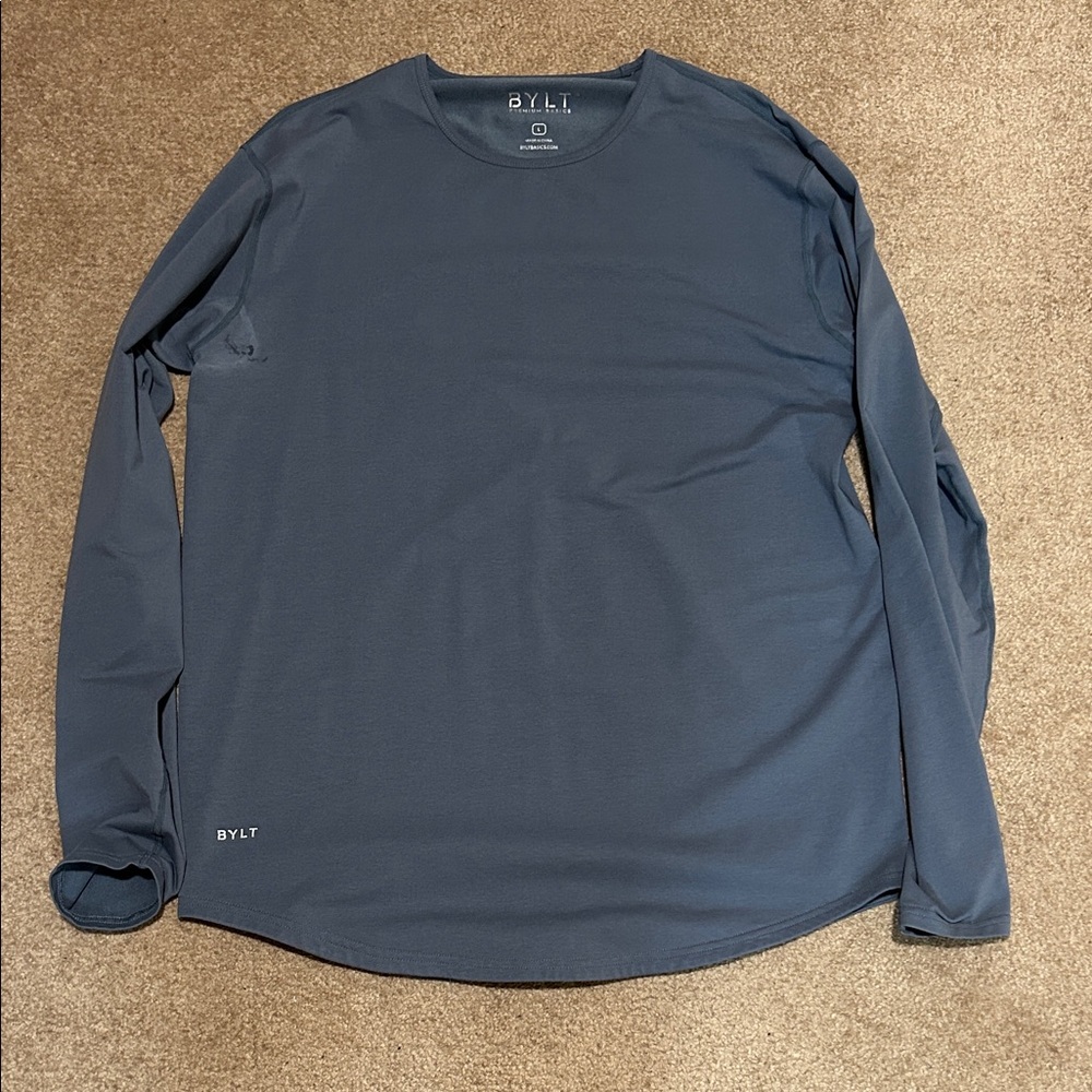 BYLT Drop-Cut Long Sleeve: LUX - Dusty-Blue